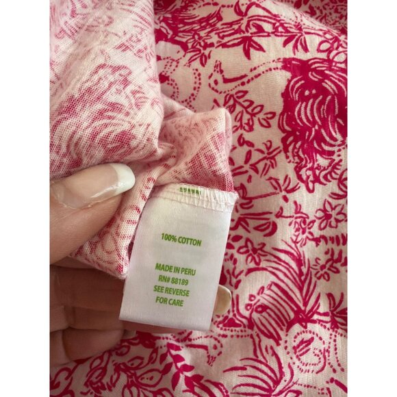 Lilly Pulitzer Womens Scoop Neck Top Size S Raspberry Cotton Short-sleeved New - Picture 5 of 10